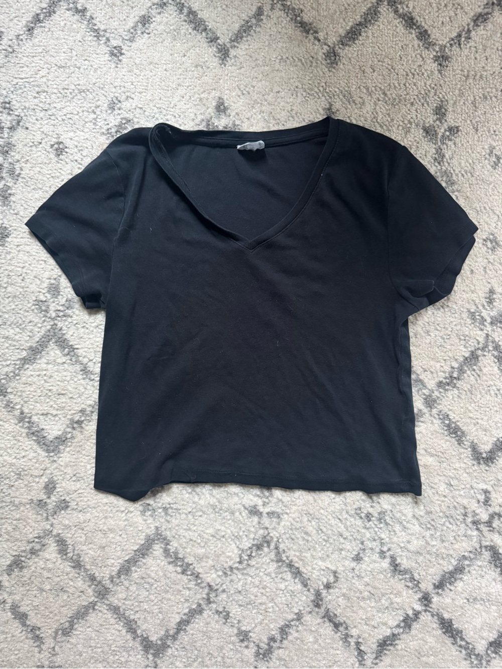 Cotton On Black V-Neck Short Sleeve Crop Top